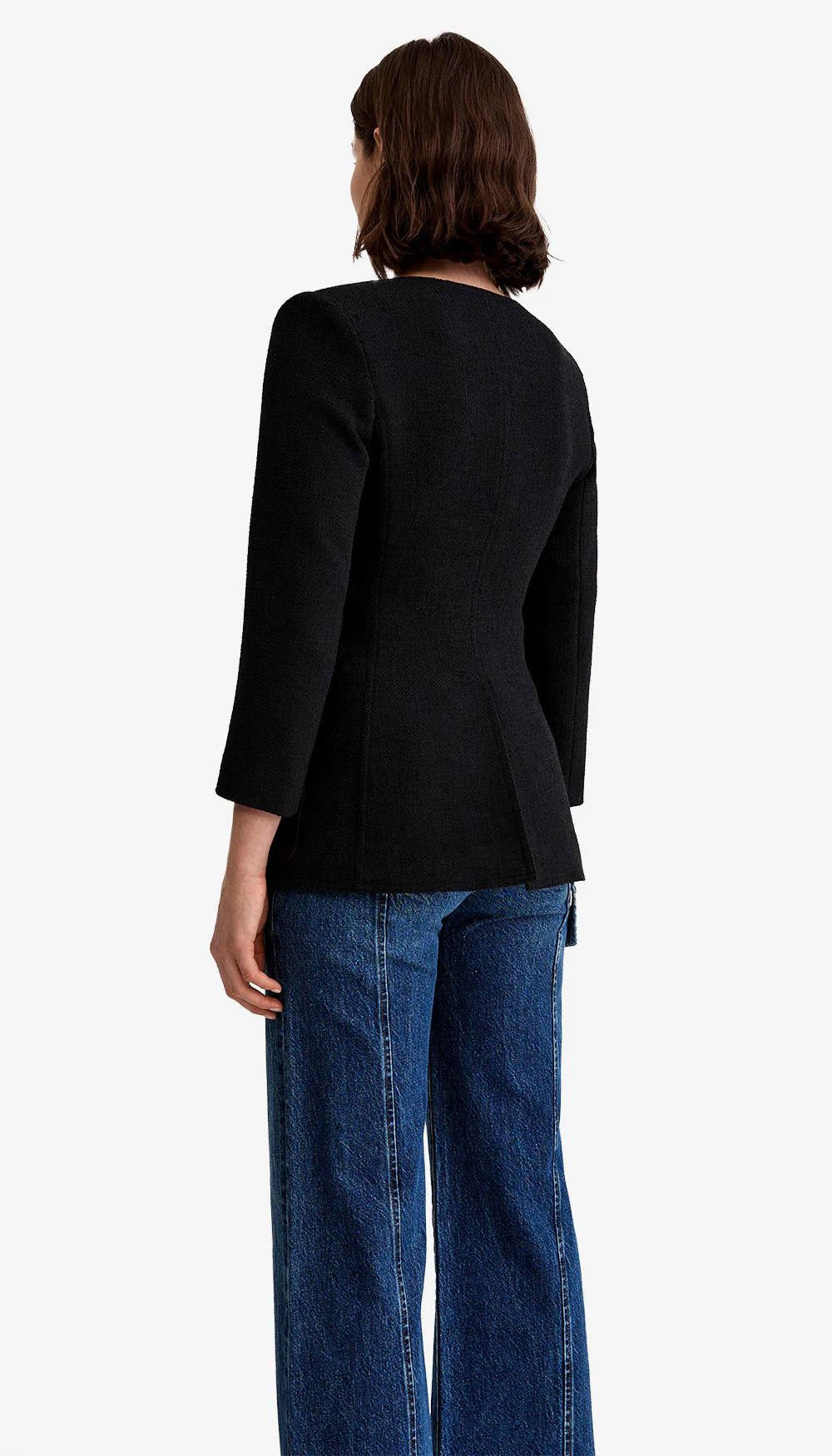 Crop Sleeve Portrait Neck Blazer - Image 3