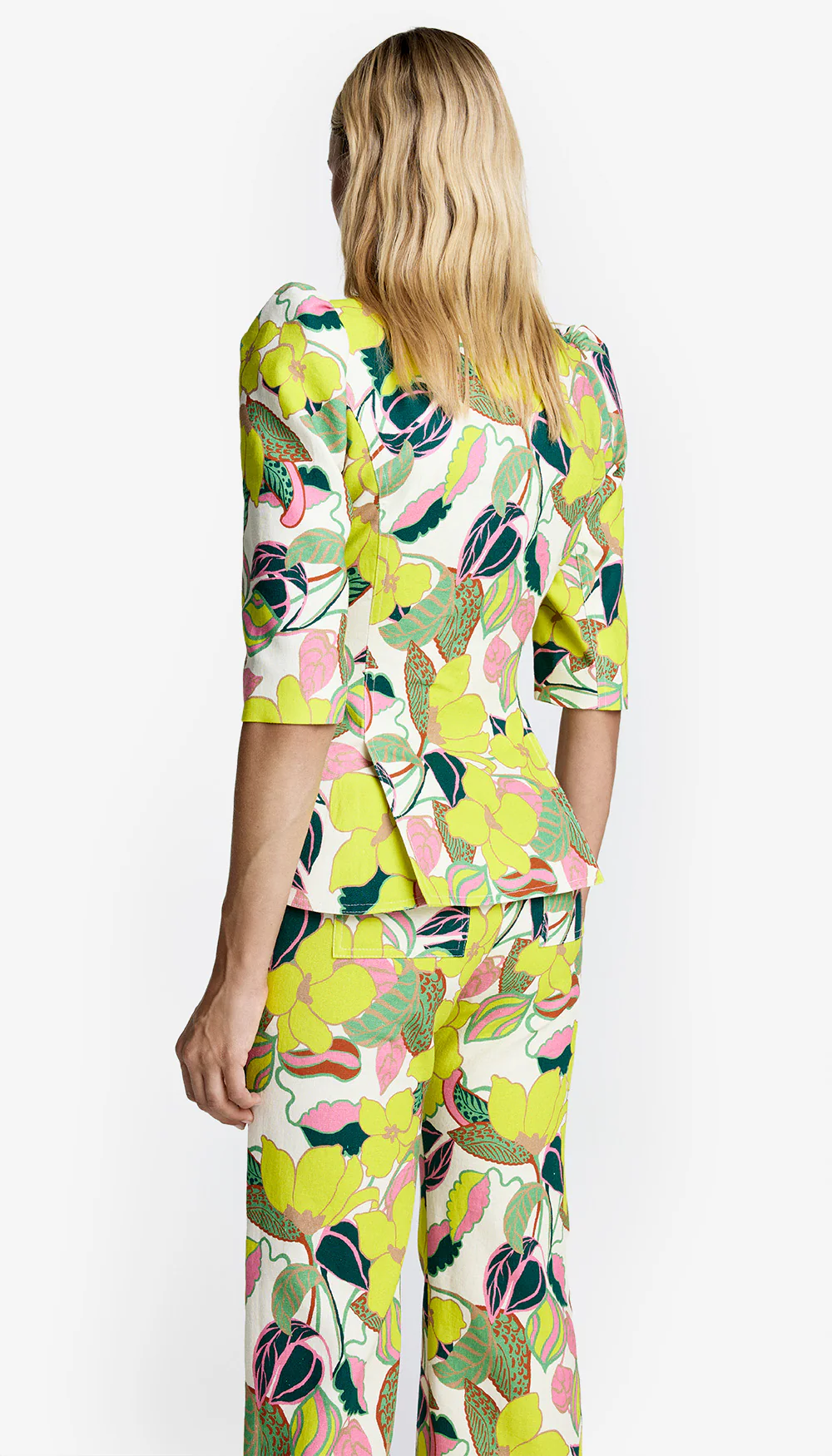 Crop Sleeve Pouf One Button Blazer - Image 3