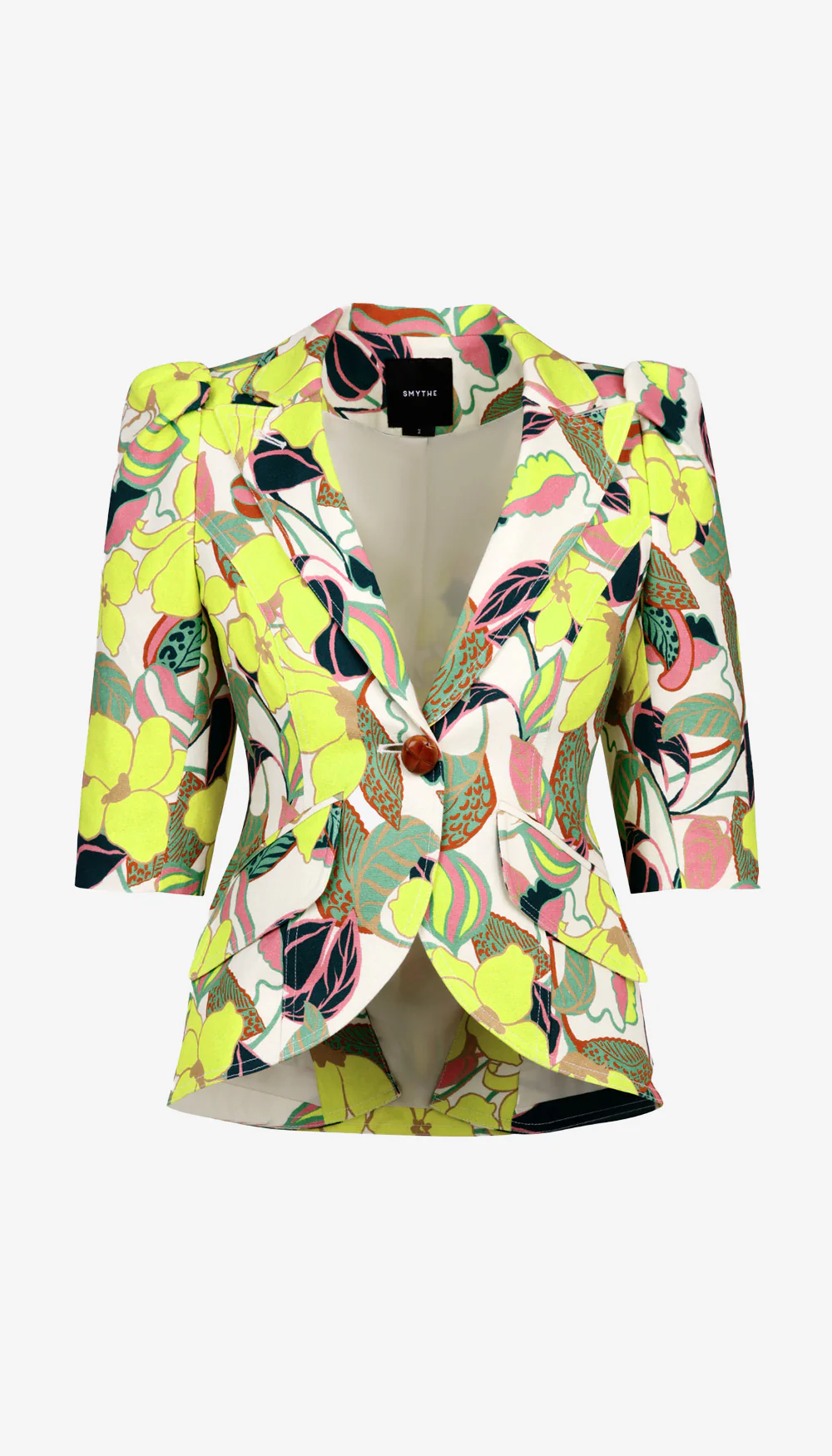 Crop Sleeve Pouf One Button Blazer - Image 4