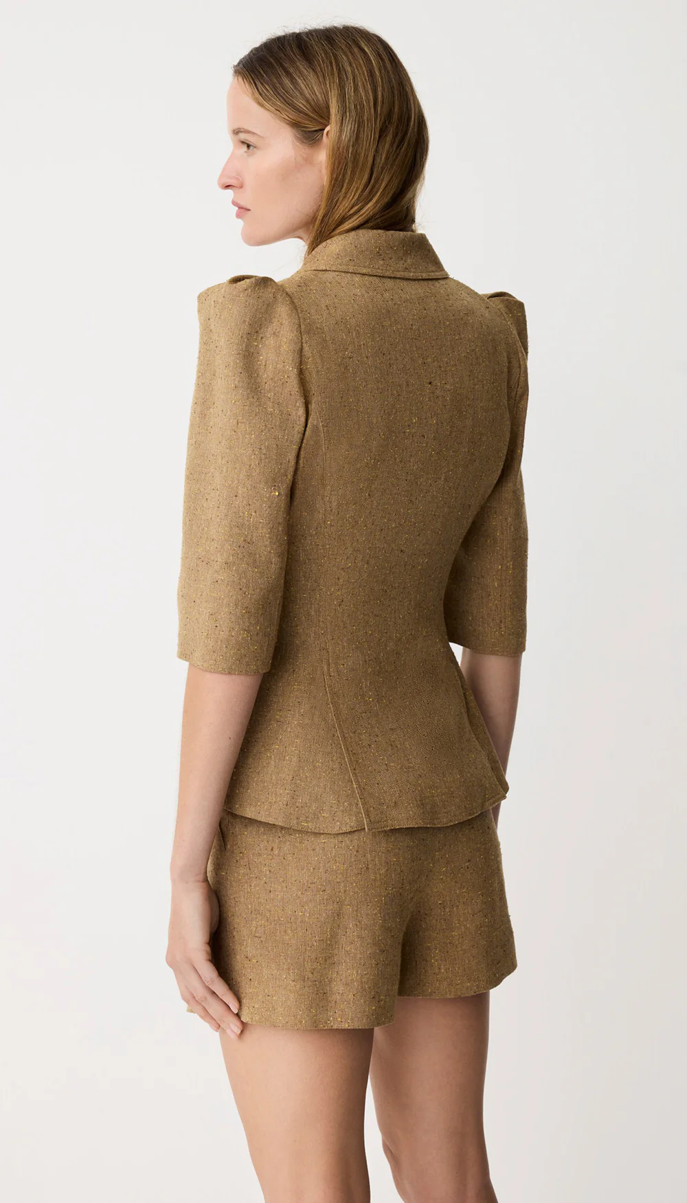 Crop Sleeve Pouf One Button Blazer - Image 3