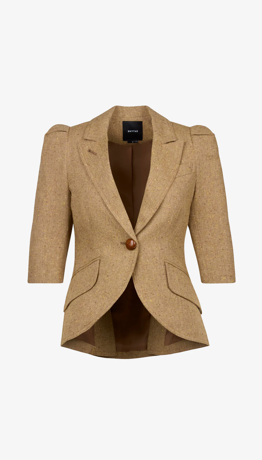 Crop Sleeve Pouf One Button Blazer - Image 4