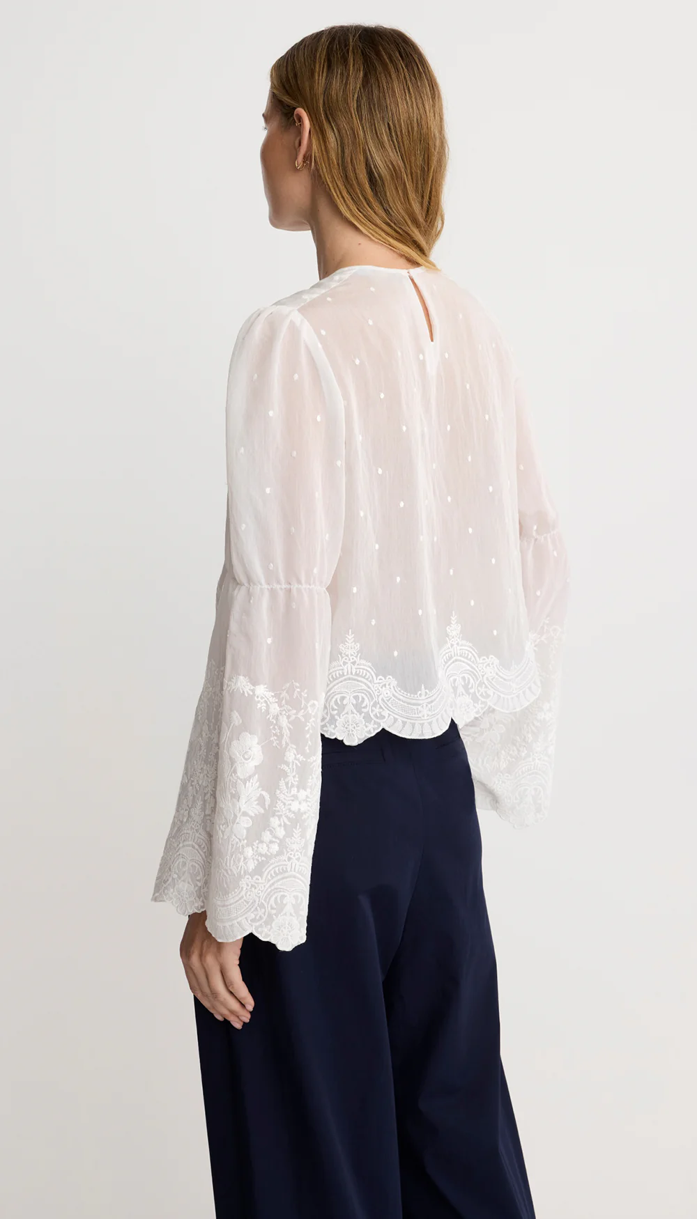 Embroidered Bell Sleeve Blouse - Image 3