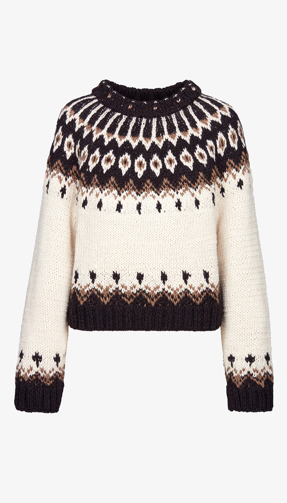 Handknit Cropped Crewneck Sweater - Image 3
