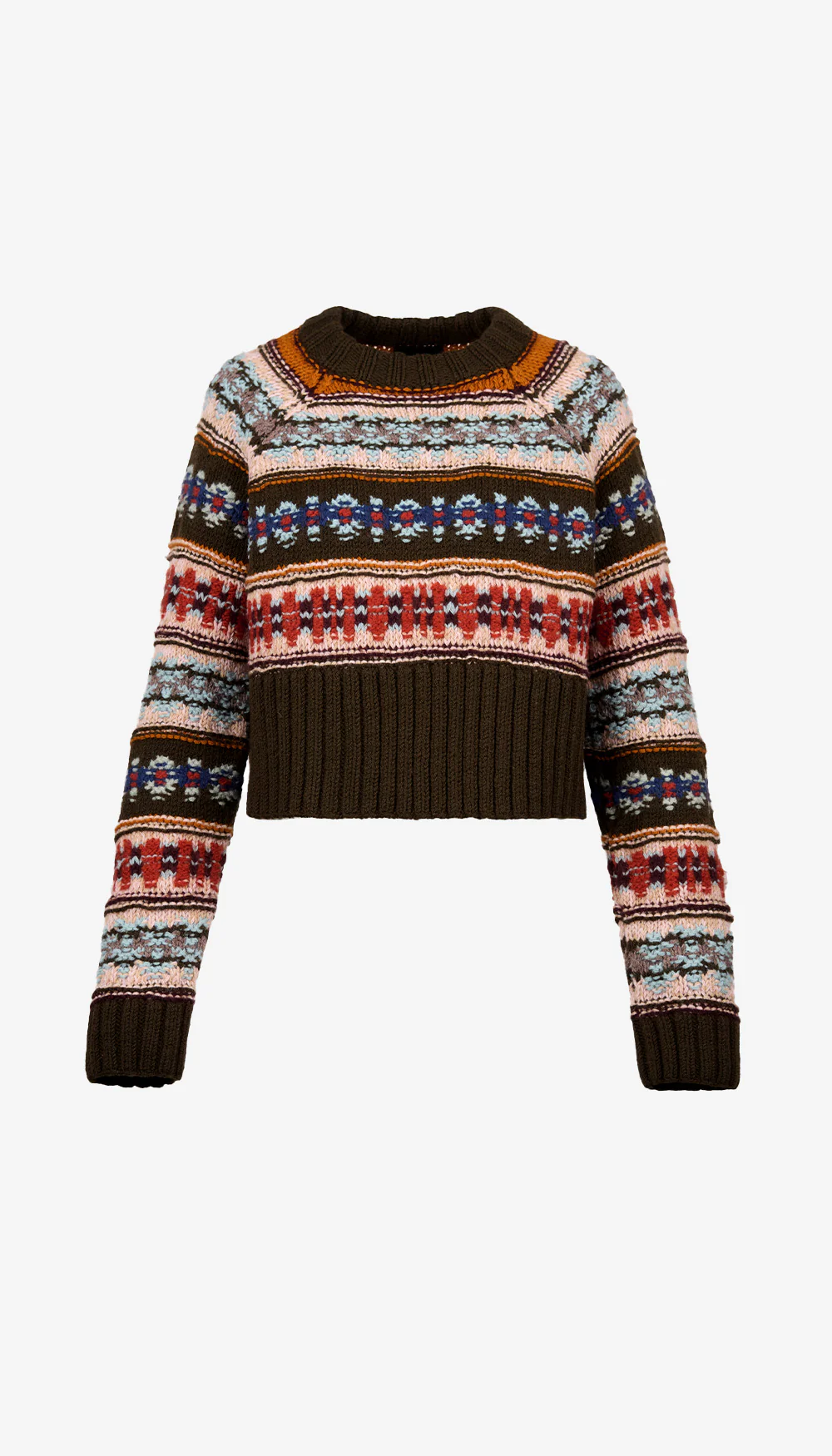 Handknit Cropped Crewneck Sweater - Image 3