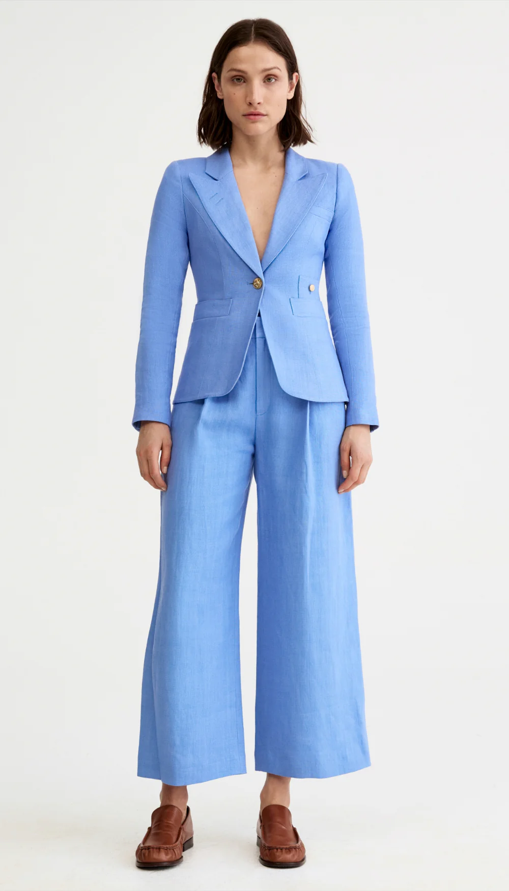 Linen Cropped Pleated Trouser - Image 3