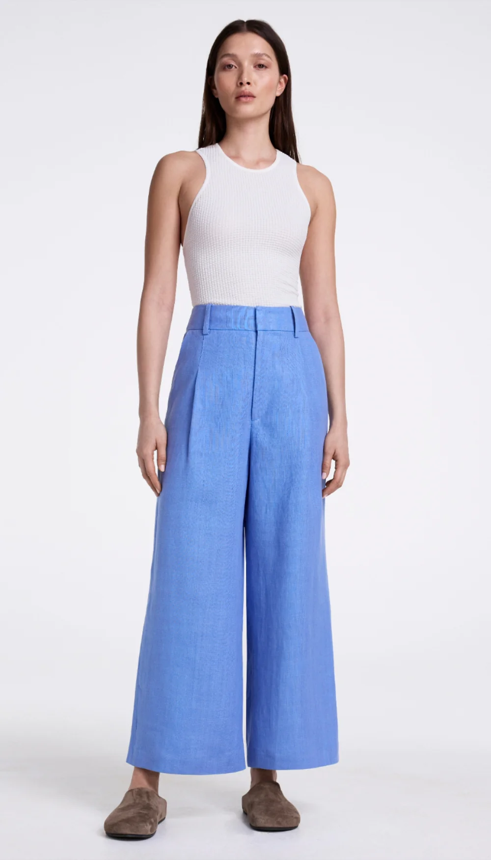 Linen Cropped Pleated Trouser - Image 4