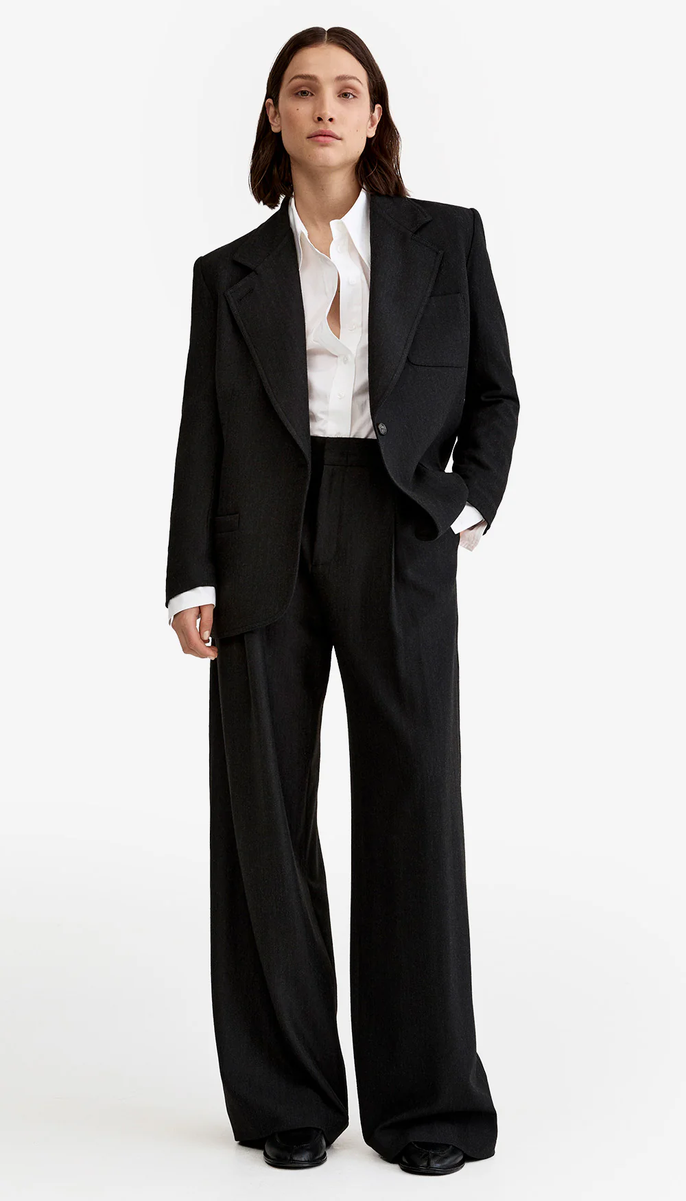 Oversized Notched Lapel Blazer - Image 3