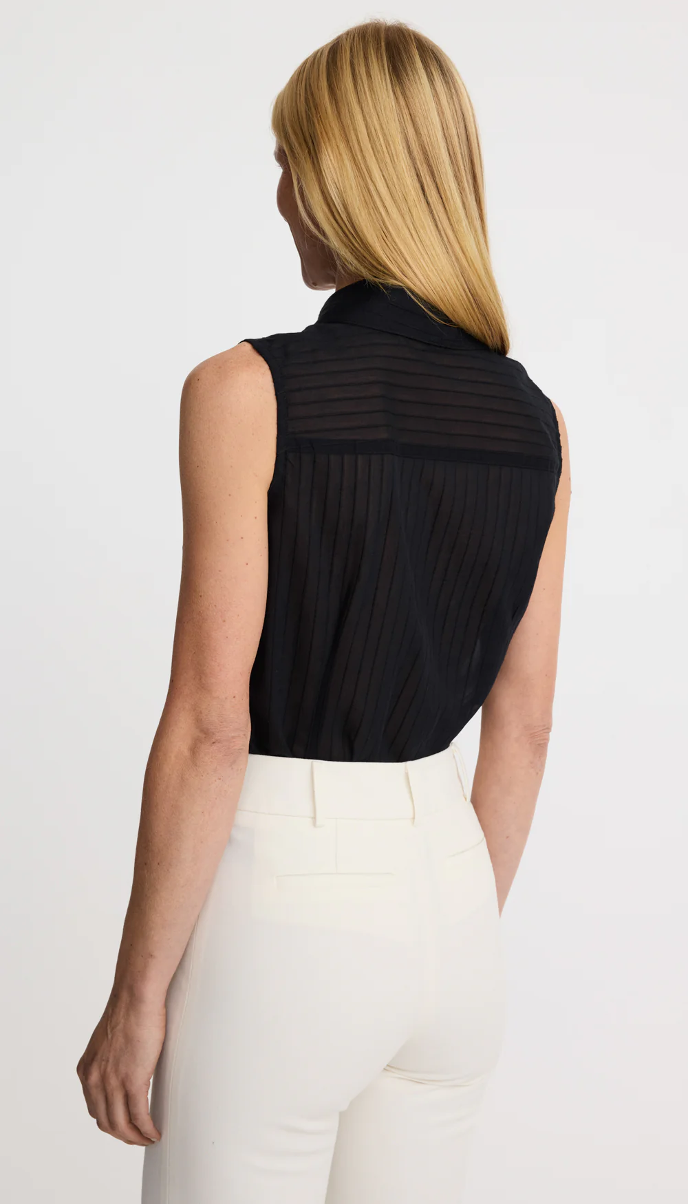 Sleeveless Point Collar Shirt - Image 4