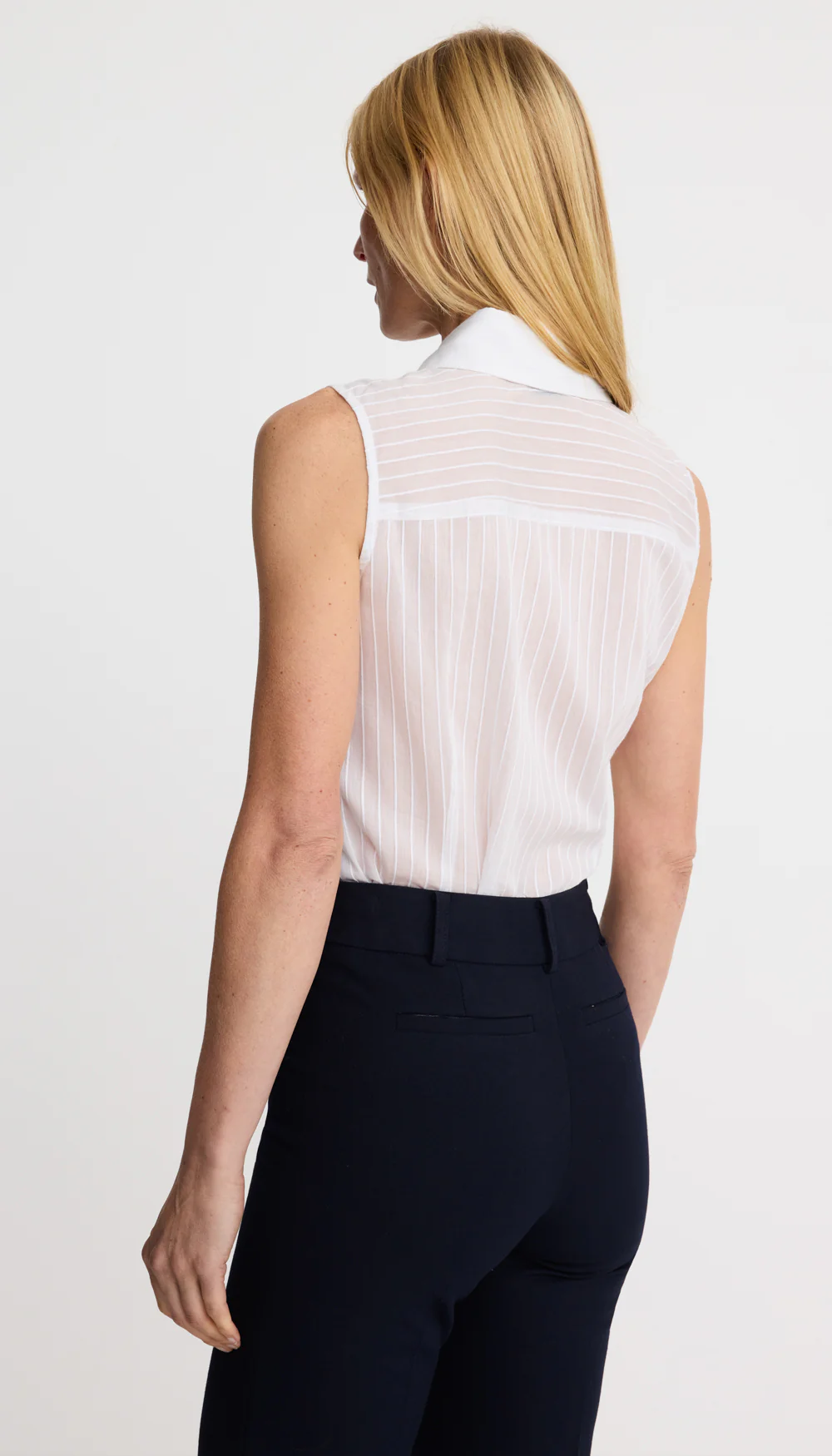 Sleeveless Point Collar Shirt - Image 4